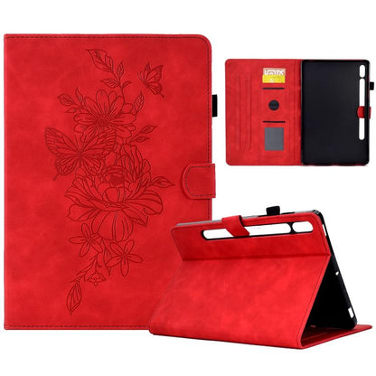 Peony Butterfly Embossed Leather Smart Tablet Case, For Samsung Galaxy Tab S10 FE+���������������...