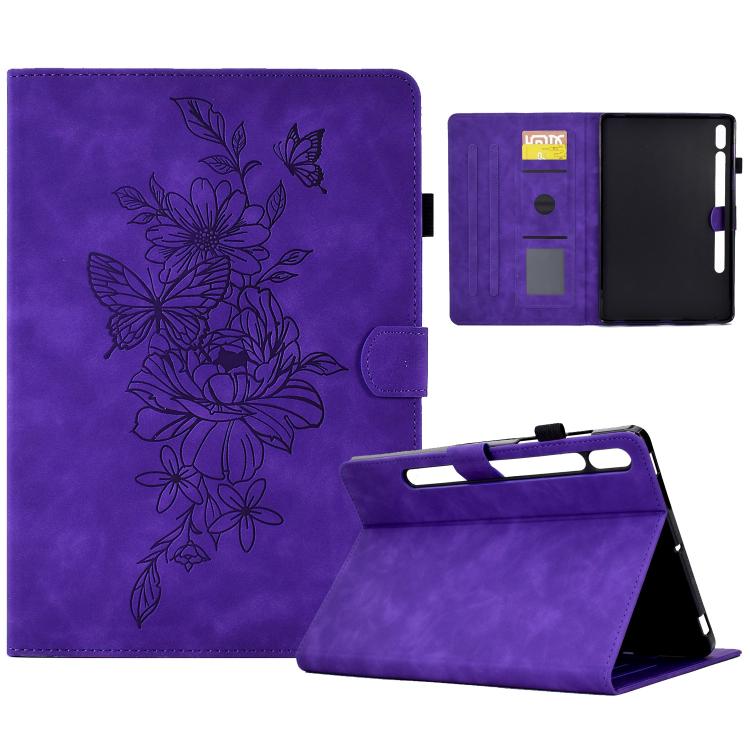 Peony Butterfly Embossed Leather Smart Tablet Case, For Samsung Galaxy Tab S10 FE+���������������...