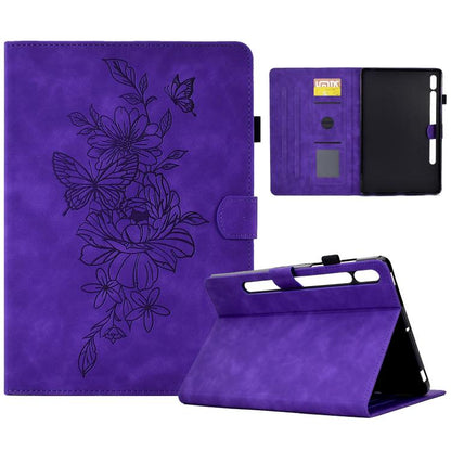 Peony Butterfly Embossed Leather Smart Tablet Case, For Samsung Galaxy Tab S10 FE+���������������...