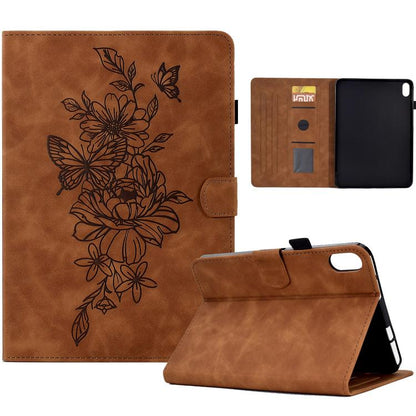 Peony Butterfly Embossed Leather Smart Tablet Case
