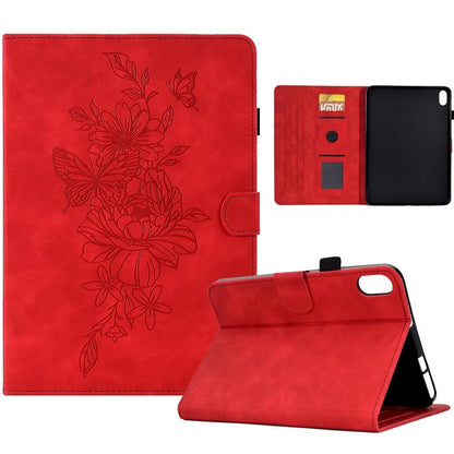 Peony Butterfly Embossed Leather Smart Tablet Case