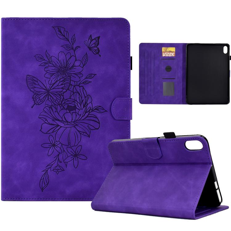 Peony Butterfly Embossed Leather Smart Tablet Case