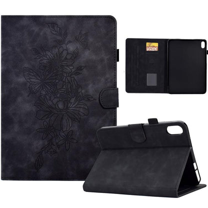 Peony Butterfly Embossed Leather Smart Tablet Case