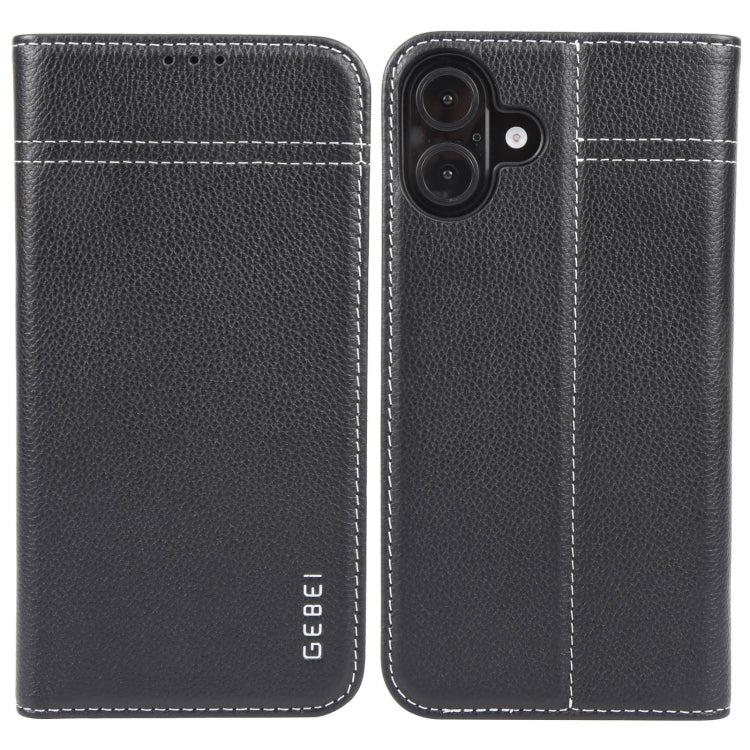 GEBEI Top-grain Horizontal Flip Leather Phone Case, For iPhone 16e, For iPhone 16 Pro Max��������...