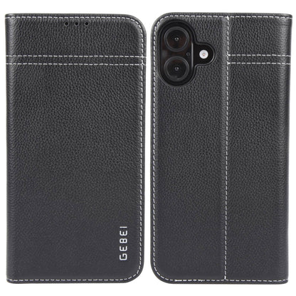 GEBEI Top-grain Horizontal Flip Leather Phone Case, For iPhone 16e, For iPhone 16 Pro Max��������...