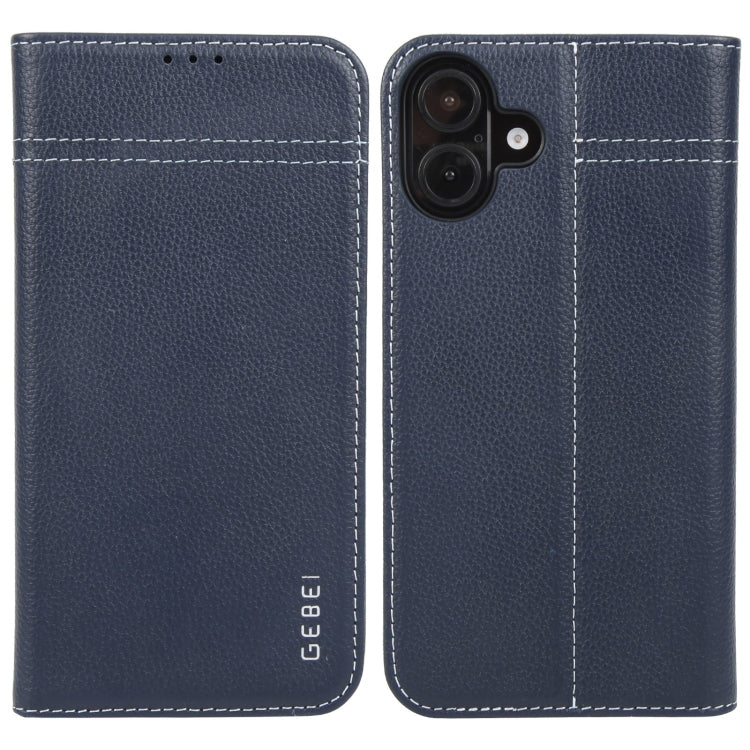 GEBEI Top-grain Horizontal Flip Leather Phone Case, For iPhone 16e, For iPhone 16 Pro Max��������...