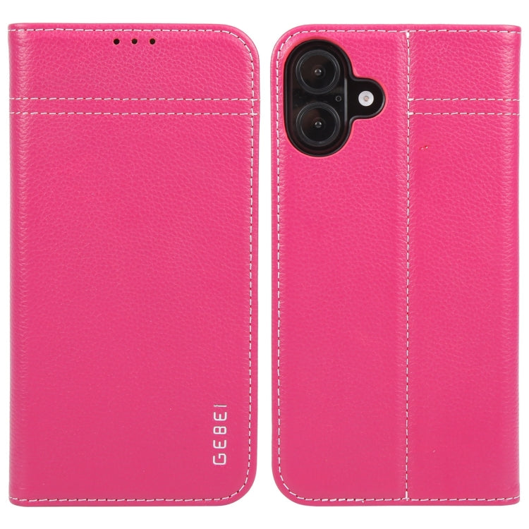 GEBEI Top-grain Horizontal Flip Leather Phone Case, For iPhone 16e, For iPhone 16 Pro Max��������...