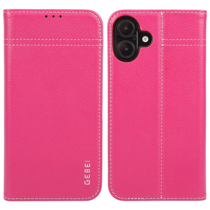 GEBEI Top-grain Horizontal Flip Leather Phone Case, For iPhone 16e, For iPhone 16 Pro Max��������...