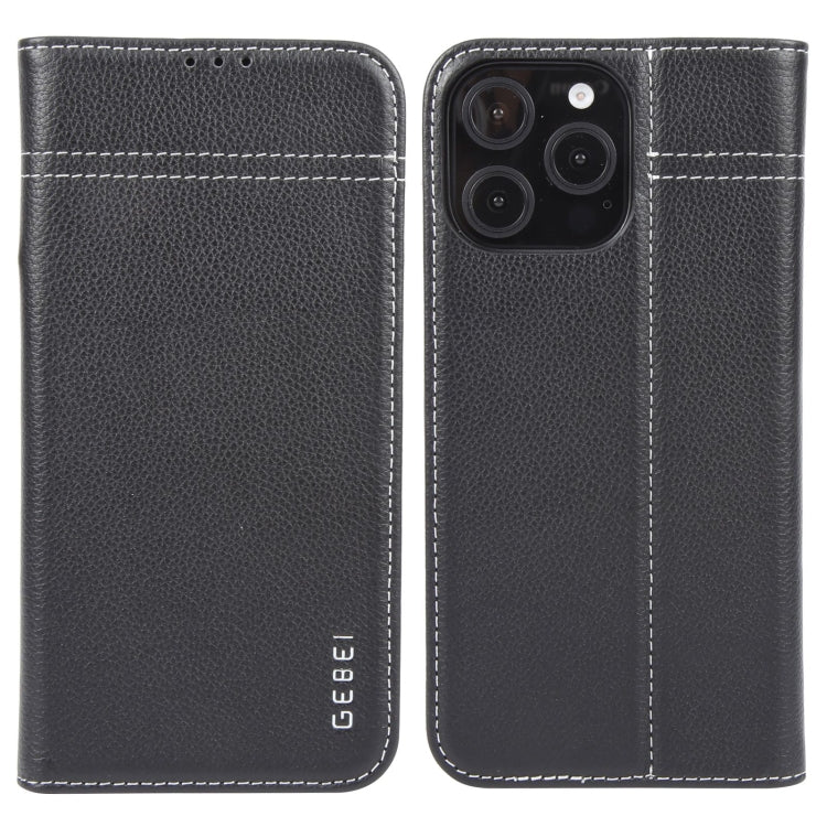 GEBEI Top-grain Horizontal Flip Leather Phone Case, For iPhone 16e, For iPhone 16 Pro Max��������...