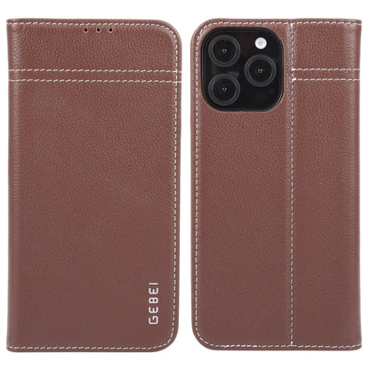 GEBEI Top-grain Horizontal Flip Leather Phone Case, For iPhone 16e, For iPhone 16 Pro Max��������...