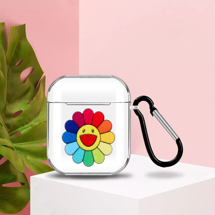 Cartoon Pattern Transparent TPU Earphone Case with Keychain, For Apple AirPods 1/2���������������...