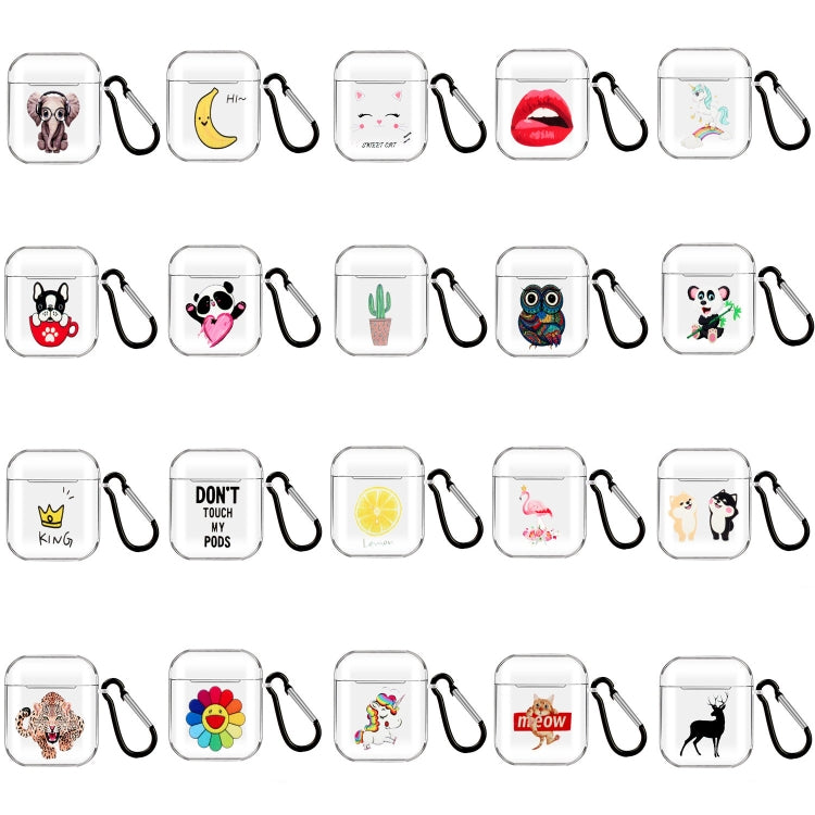 Cartoon Pattern Transparent TPU Earphone Case with Keychain, For Apple AirPods 1/2���������������...
