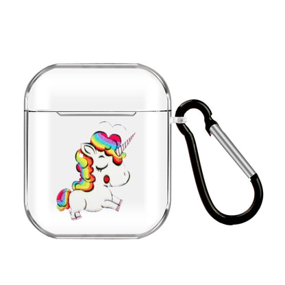 Cartoon Pattern Transparent TPU Earphone Case with Keychain, For Apple AirPods 1/2���������������...