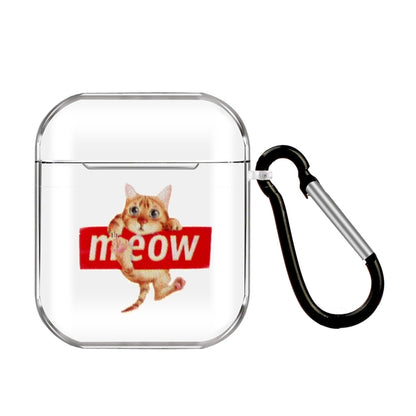 Cartoon Pattern Transparent TPU Earphone Case with Keychain, For Apple AirPods 1/2���������������...