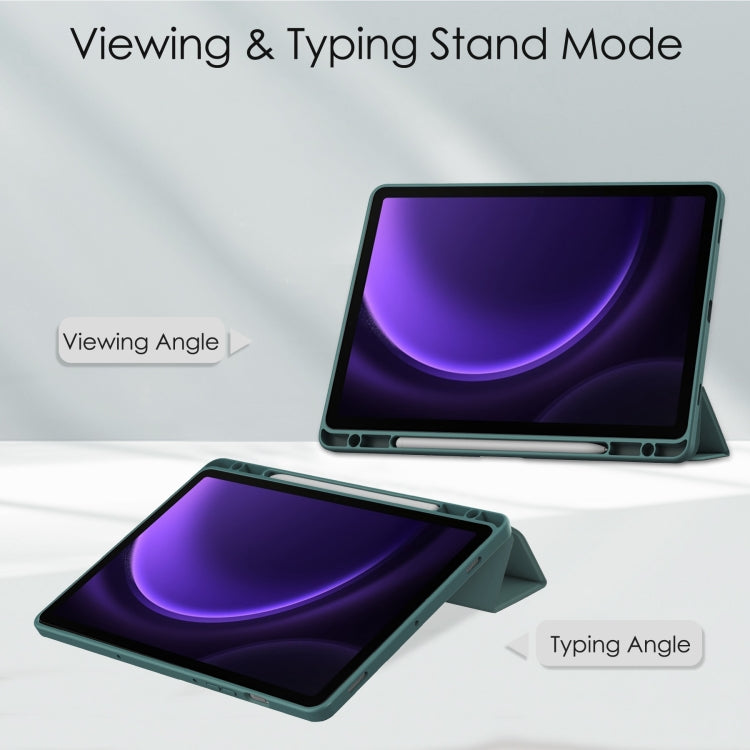 Acrylic 3-folding Smart Leather Tablet Case with Pen Slot, For Samsung Galaxy Tab S9 FE / S10 FE�...