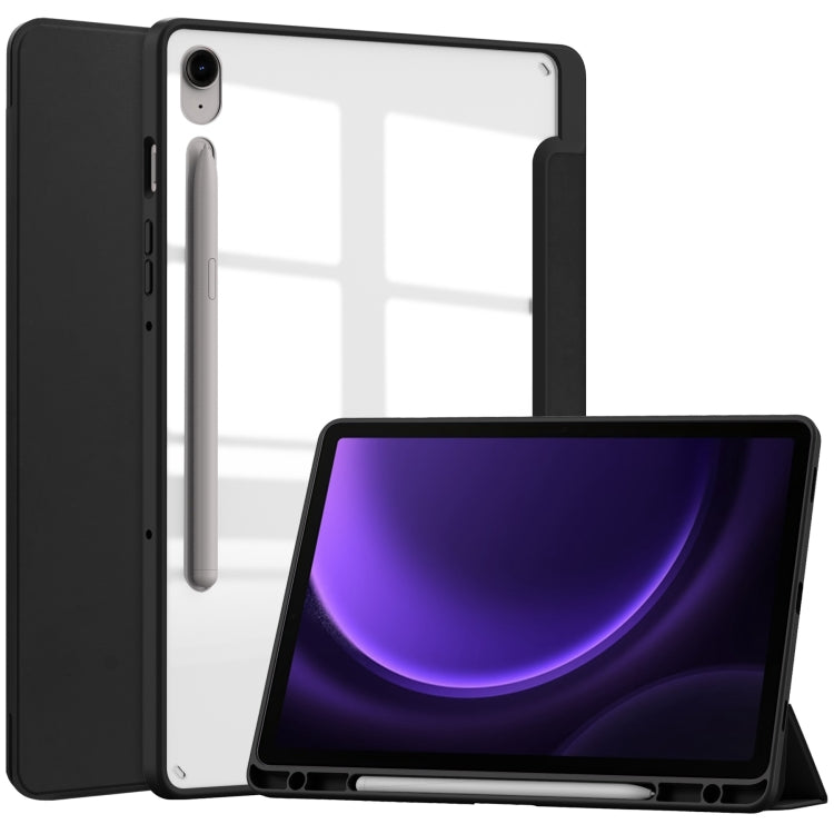 Acrylic 3-folding Smart Leather Tablet Case with Pen Slot, For Samsung Galaxy Tab S9 FE / S10 FE�...