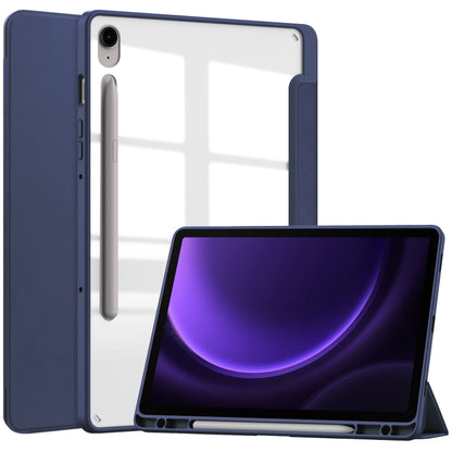 Acrylic 3-folding Smart Leather Tablet Case with Pen Slot, For Samsung Galaxy Tab S9 FE / S10 FE�...