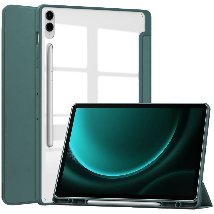 Acrylic 3-folding Smart Leather Tablet Case with Pen Slot, For Samsung Galaxy Tab S9 FE / S10 FE�...
