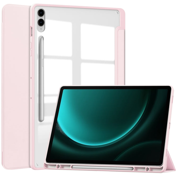 Acrylic 3-folding Smart Leather Tablet Case with Pen Slot, For Samsung Galaxy Tab S9 FE / S10 FE�...