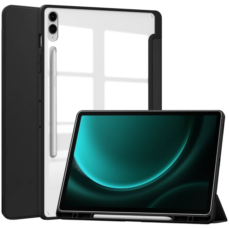 Acrylic 3-folding Smart Leather Tablet Case with Pen Slot, For Samsung Galaxy Tab S9 FE / S10 FE�...