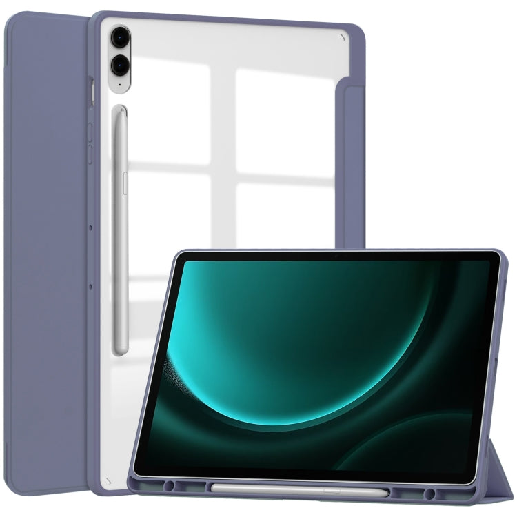Acrylic 3-folding Smart Leather Tablet Case with Pen Slot, For Samsung Galaxy Tab S9 FE / S10 FE�...