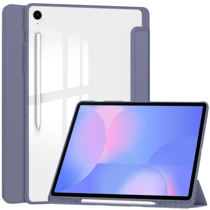 Acrylic 3-folding Smart Leather Tablet Case with Pen Slot, For Samsung Galaxy Tab S9 FE / S10 FE�...