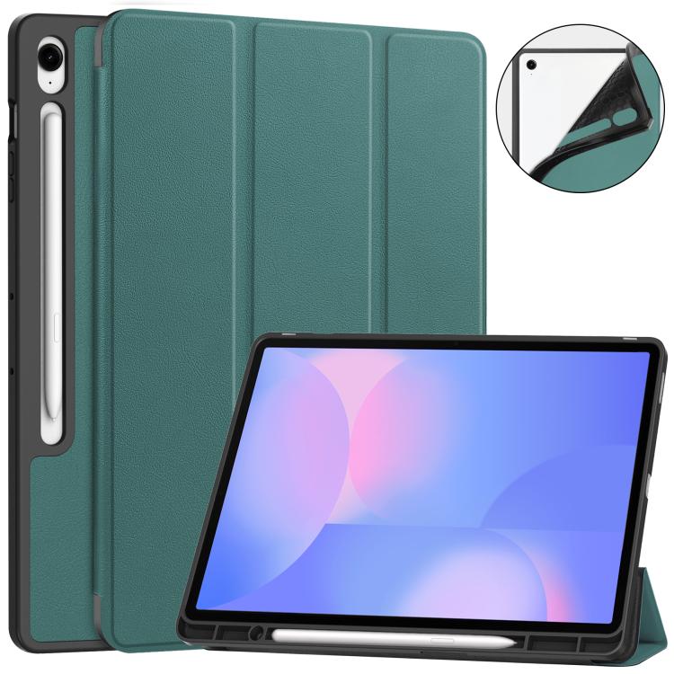 Custer 3-folding Holder TPU Smart Leather Tablet Case, For Samsung Galaxy Tab S10 FE+������������...