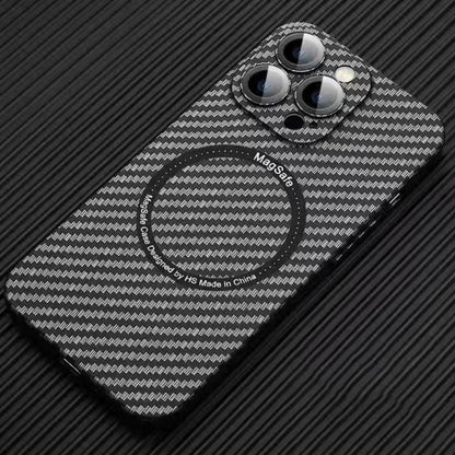 MagSafe Magnetic PC Carbon Fiber Phone Case with Lens Film, For iPhone 16 Pro Max, For iPhone 16 ...