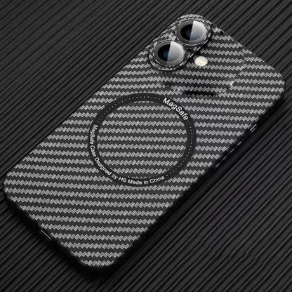 MagSafe Magnetic PC Carbon Fiber Phone Case with Lens Film, For iPhone 16 Pro Max, For iPhone 16 ...