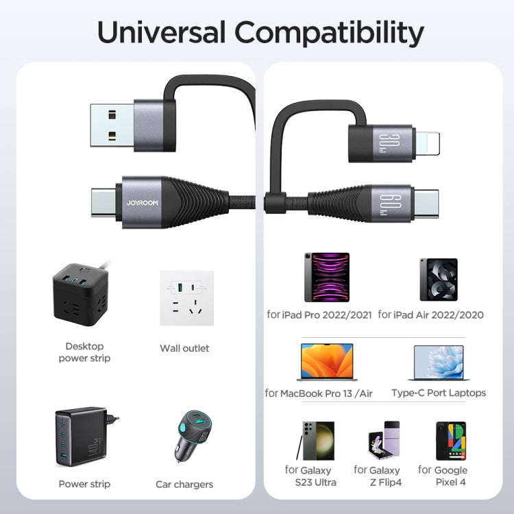 JOYROOM SA37-2T2 60W Multi-Function Series 4 in 1 Fast Charging Data Cable, SA37-2T2