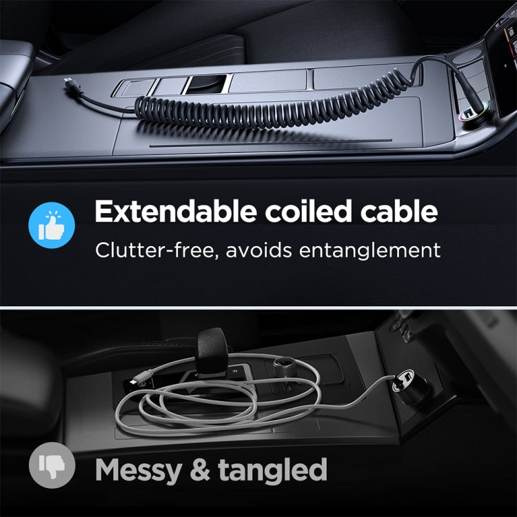 JOYROOM SA38-CL3 30W USB-C / Type-C to 8 Pin Coiled Fast Charging Data Cable���������������������...