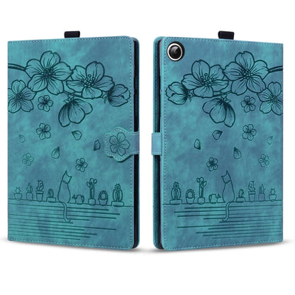 Cartoon Sakura Cat Embossed Leather Tablet Case
