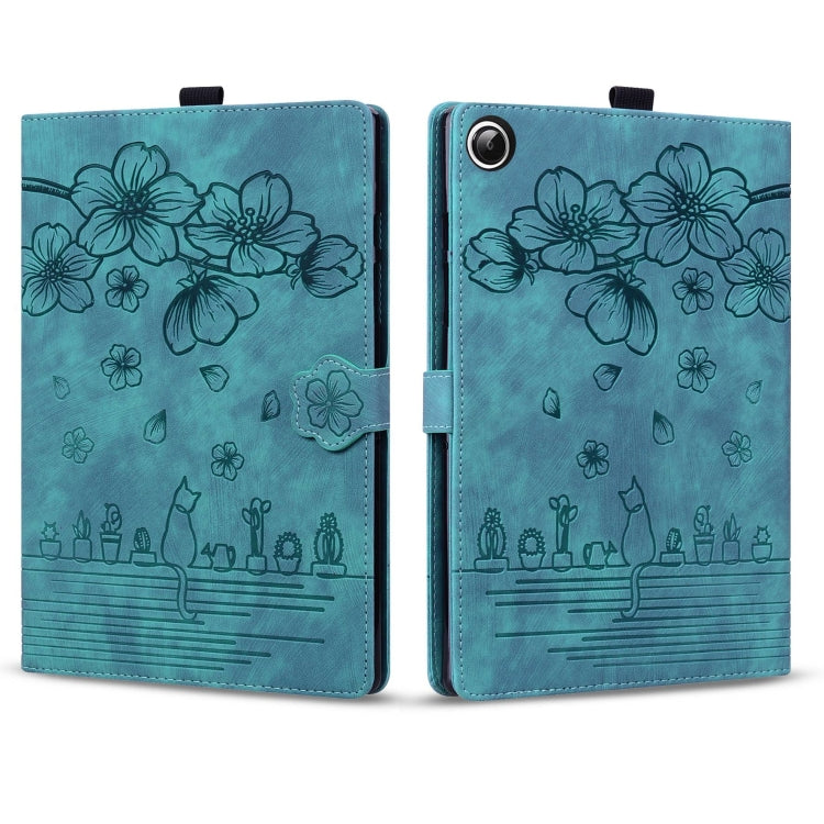 Cartoon Sakura Cat Embossed Leather Tablet Case
