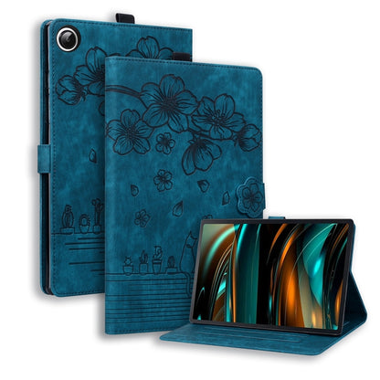 Cartoon Sakura Cat Embossed Leather Tablet Case