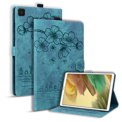 Cartoon Sakura Cat Embossed Leather Tablet Case