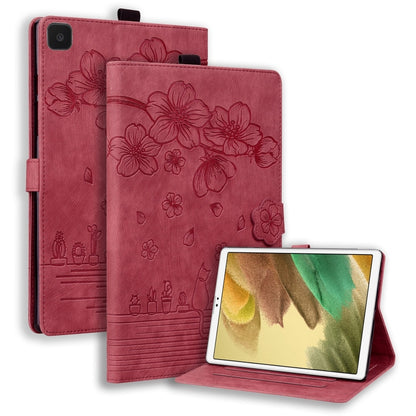 Cartoon Sakura Cat Embossed Leather Tablet Case