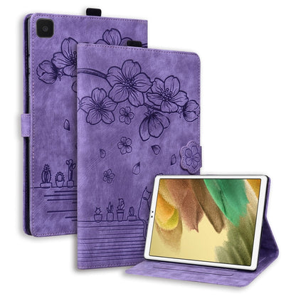 Cartoon Sakura Cat Embossed Leather Tablet Case
