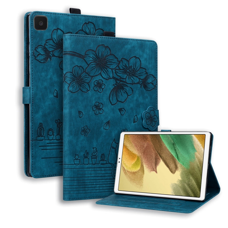Cartoon Sakura Cat Embossed Leather Tablet Case