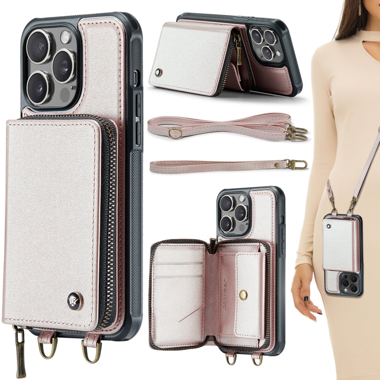 JEEHOOD C22 Series Zipper Wallet Leather Phone Case with Dual Lanyard, For iPhone 16 Pro Max�����...