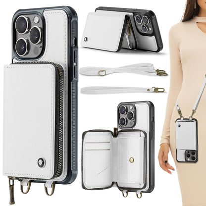 JEEHOOD C22 Series Zipper Wallet Leather Phone Case with Dual Lanyard, For iPhone 16 Pro Max�����...