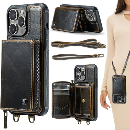 JEEHOOD C22 Series Zipper Wallet Leather Phone Case with Dual Lanyard, For iPhone 16 Pro Max�����...
