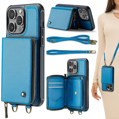 JEEHOOD C22 Series Zipper Wallet Leather Phone Case with Dual Lanyard, For iPhone 16 Pro Max�����...