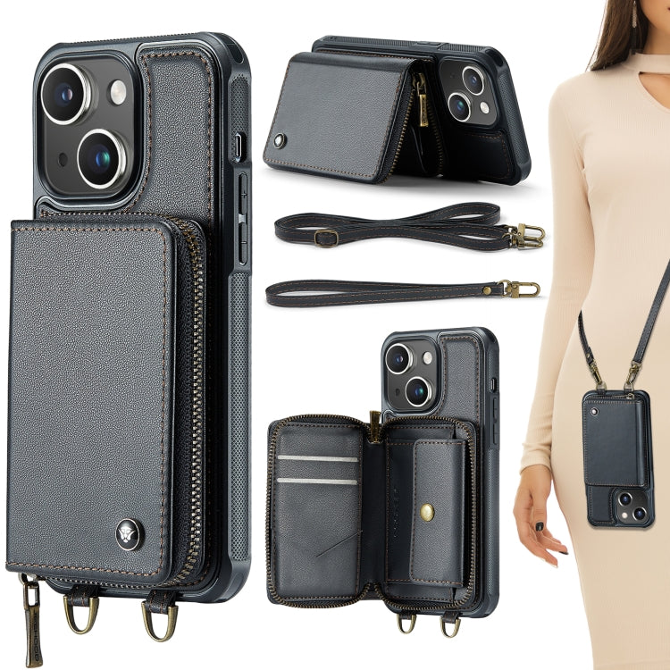 JEEHOOD C22 Series Zipper Wallet Leather Phone Case with Dual Lanyard, For iPhone 16 Pro Max�����...