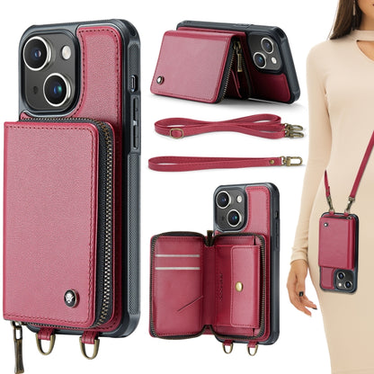 JEEHOOD C22 Series Zipper Wallet Leather Phone Case with Dual Lanyard, For iPhone 16 Pro Max�����...