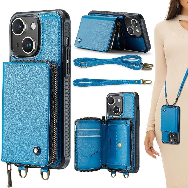 JEEHOOD C22 Series Zipper Wallet Leather Phone Case with Dual Lanyard, For iPhone 16 Pro Max�����...