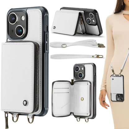 JEEHOOD C22 Series Zipper Wallet Leather Phone Case with Dual Lanyard, For iPhone 16 Pro Max�����...
