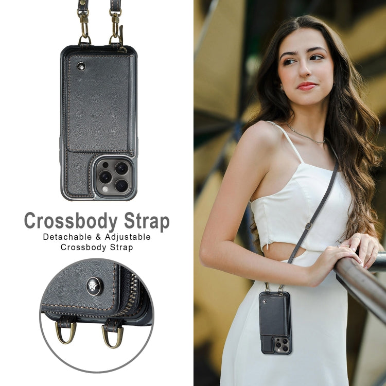 JEEHOOD C22 Series Zipper Wallet Leather Phone Case with Dual Lanyard, For iPhone 16 Pro Max�����...
