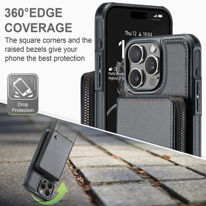 JEEHOOD C22 Series Zipper Wallet Leather Phone Case with Dual Lanyard, For iPhone 16 Pro Max�����...