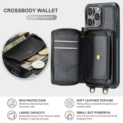 JEEHOOD C22 Series Zipper Wallet Leather Phone Case with Dual Lanyard, For iPhone 16 Pro Max�����...
