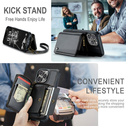 JEEHOOD C22 Series Zipper Wallet Leather Phone Case with Dual Lanyard, For iPhone 16 Pro Max�����...